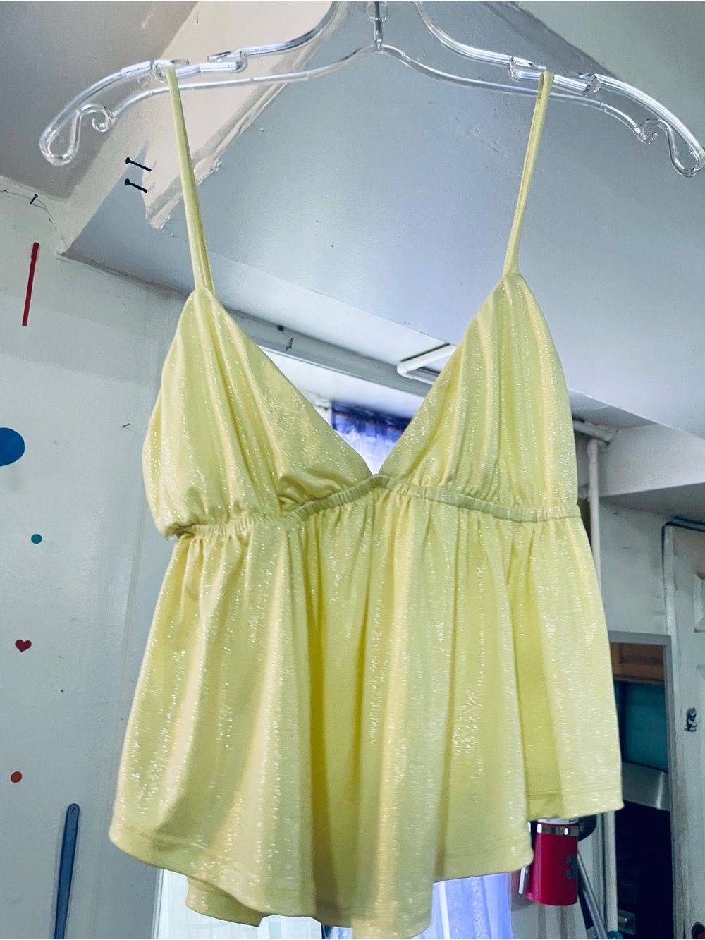 Yellow Sparkle Spaghetti Strap Women’s Top